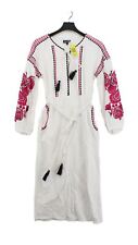 Topshop Women's Maxi Dress UK 8 White Cotton with Linen, Viscose Maxi