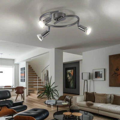 Plafoniera Lampadario Camera Letto Punti Orientabile Argento 3 Fiamma - Immagine 1 di 4