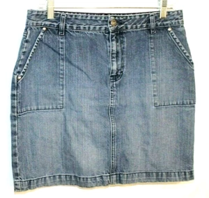 TOMMY HILFIGER JEANS-MINIROCK GRÖSSE 10 MITTELBLAU FLACHE VORDERSEITE TASCHEN DENIM - Bild 1 von 6