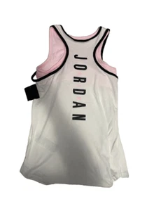 Jordan Tank Top Youth Girls XL Built in Sports Bra Sleeveless White Pink - Picture 1 of 5
