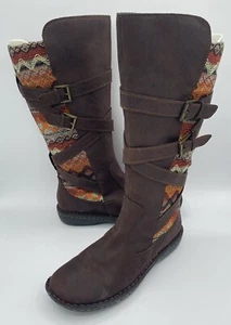 BORN B.O.C. Marghera Dark Brown Boots-Tapestry Accent-Sz 7.5M (retail $135) Rare - Picture 1 of 18