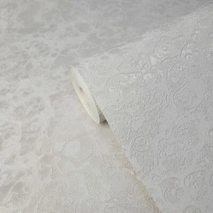 Modern Cream beige gold metallic faux plaster orange peel textured wallpaper 3D - Picture 1 of 10