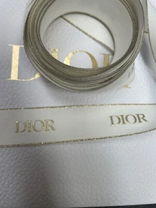Dior Authentic 1” (2.5cm)wide White Satin Gold Embossed Ribbon- Sell by the yard - Picture 1 of 4