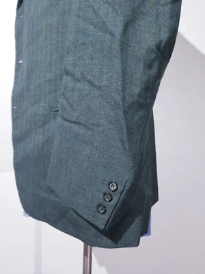 Chaqueta de traje de colección años 50 a medida textura verde pino solapa pico 2 piezas pantalones 44R W38 Foto 1 de 4