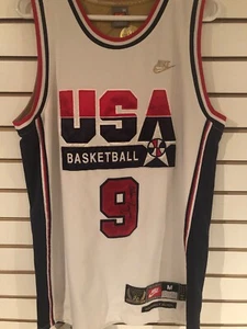 nike usa basketball jersey #9 signed medium mens vintage Authentic MBA Olympic - Picture 1 of 6