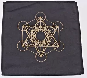 Heilige Geometrie Kristallgitter Stoff Metatrons Würfel (Edelsteingitter) 12" x 12" Altar - Bild 1 von 1