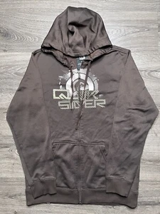 Quiksilver Felpa con Cappuccio Giacca Pile Logo Full Zip Marrone Uomo Taglia L - Foto 1 di 7