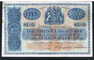 BILLETE DE BANCO DE LINO BRITÁNICO ESCOCESA 5 P158a 12.11.1935 PBVF-aEF - BILLETE BRILLANTE - Imagen 1 de 2