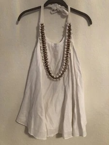Chelsea Flower Cotton Halter Blouse White XS - Picture 1 of 8