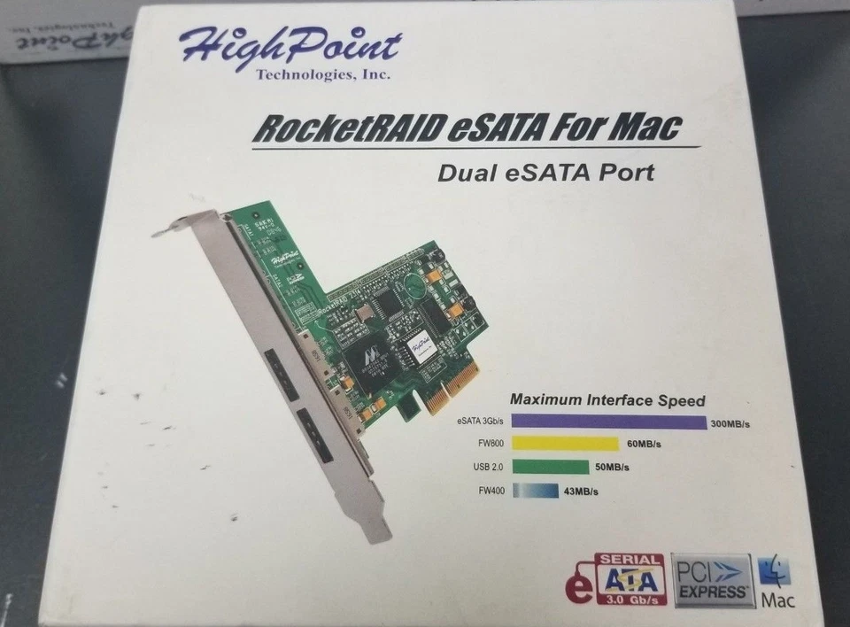 New HighPoint RocketRAID 2314 eSATA X4 Raid Controller 2x External Port For Mac - Image 1 of 2