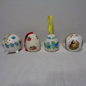 Lote De 4 Pomandros De Cerámica De Colección Redondos y En Forma De Huevo, Escenas Florales y Victorianas Usados En Excelente Condición - Imagen 1 de 20