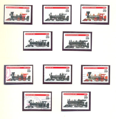 USA 2843-2847 Locomotives booklet stamps, mint and used etc - Image 1 of 3