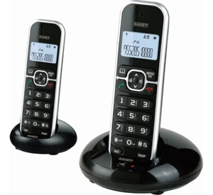 Telefono fisso cordless DUO vivavoce tasti grandi sveglia ricevitore casa dect - Imagen 1 de 11