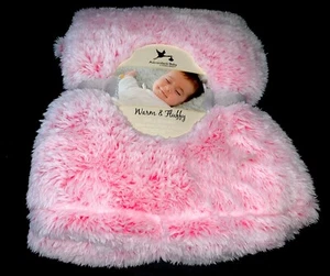New!! Baby Girls White/Dk. Pink Faux FUR "Adirondack" BLANKET sz 30" x 40" NWT - Picture 1 of 2