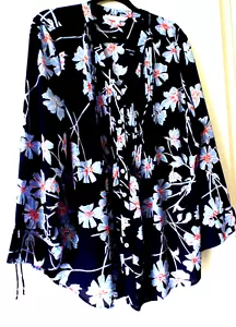 NEU***FOXCROFT Gr. 18 W/1X geblümte Tunika TOP blau multi!! - Bild 1 von 5