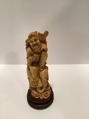 Estatua escultura elefante montando dios asiático tallado chino vintage Foto 1 de 4