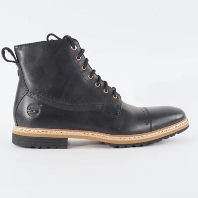 Hombres Timberland PT A12UJ Cuero Negro Informal Caminar Con Cordones Cremallera Botas Laterales
