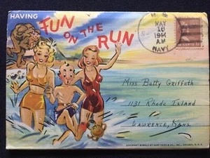1944 Comic Fun on the Run Swimsuit Girls Souvenir Postcard Folder 18 Scenes - Picture 1 of 2