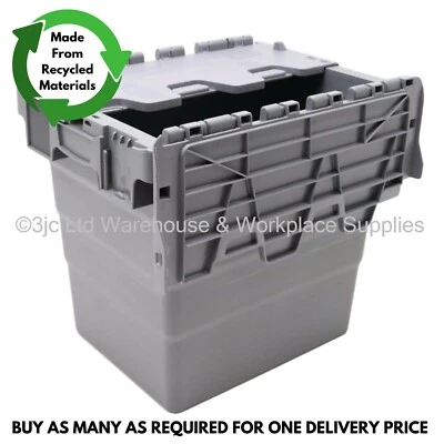 32L Heavy Duty Industrial Plastic Storage Distribution Box Boxes & Attached Lids