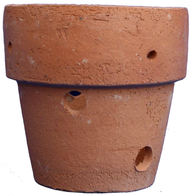 Vaso in terracotta con fori per orchidee... vaso forato.. 10 cm e 12 cm.. fatto a mano - Immagine 1 di 4