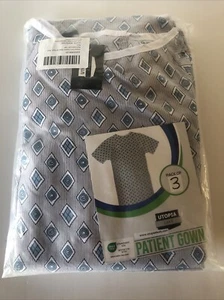 Utopia Care Patient Gowns 3 Pack Unisex Diamonds Fits Up To 2XL New Open Package - Picture 1 of 6