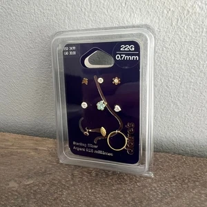Nuevo Claire's 22G tono dorado plata esterlina flor nariz tachuelas y aro - Paquete de 9 - Imagen 1 de 7