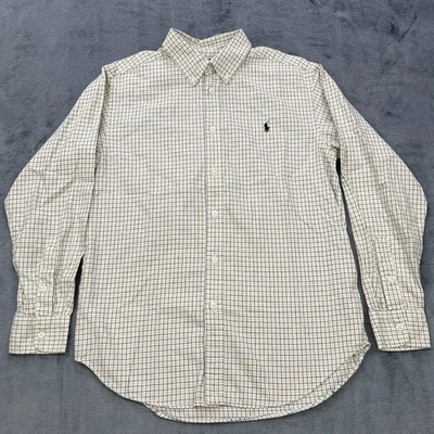 Ralph Lauren Niño Cuadros Botón Abajo Manga Larga Talla Grande 14-16 Foto 1 de 4