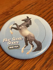 Breyer Horse Blue Suede Shoes Silver Button Pin Pinback - Picture 1 of 4