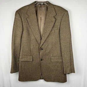 Vtg Roundtree & Yorke Dillards Tweed Blazer Brown Plaid Sport Coat Jacket 42R - Picture 1 of 5