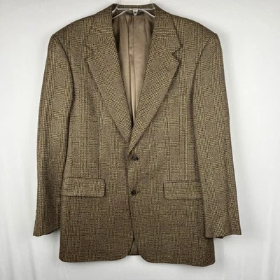 Vtg Roundtree & Yorke Dillards Tweed Blazer Brown Plaid Sport Coat Jacket 42R - Image 1 of 4