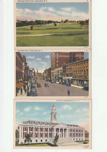 Lote de 3 postales vintage de lino de la ciudad de Nueva York Amsterdam/Schenectady sin usar - Imagen 1 de 2