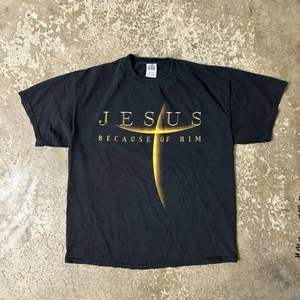 Rare VTG Jesus Because Of Him Heaven Knows My Name T Shirt 2000s Christianity XL - Picture 1 of 7
