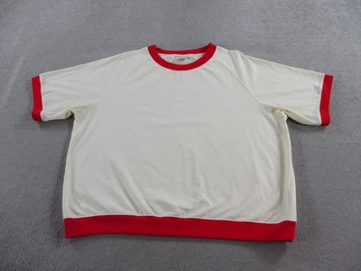 Liquid Lagoon 衬衫男式大号白色红色 Raglan 圆领复古装饰 100% 棉 — 第 1/4 张图片