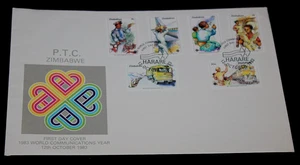 ZIMBABWE 1983 WORLD COMMUNICATIONS YEAR SET OF 6 ISSUES ON  FIRST DAY COVER,, - Picture 1 of 1