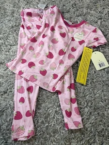 New Millie And Myles Bamboo Strawberry Print 2 Piece Pajamas Kids 4 - Picture 1 of 2