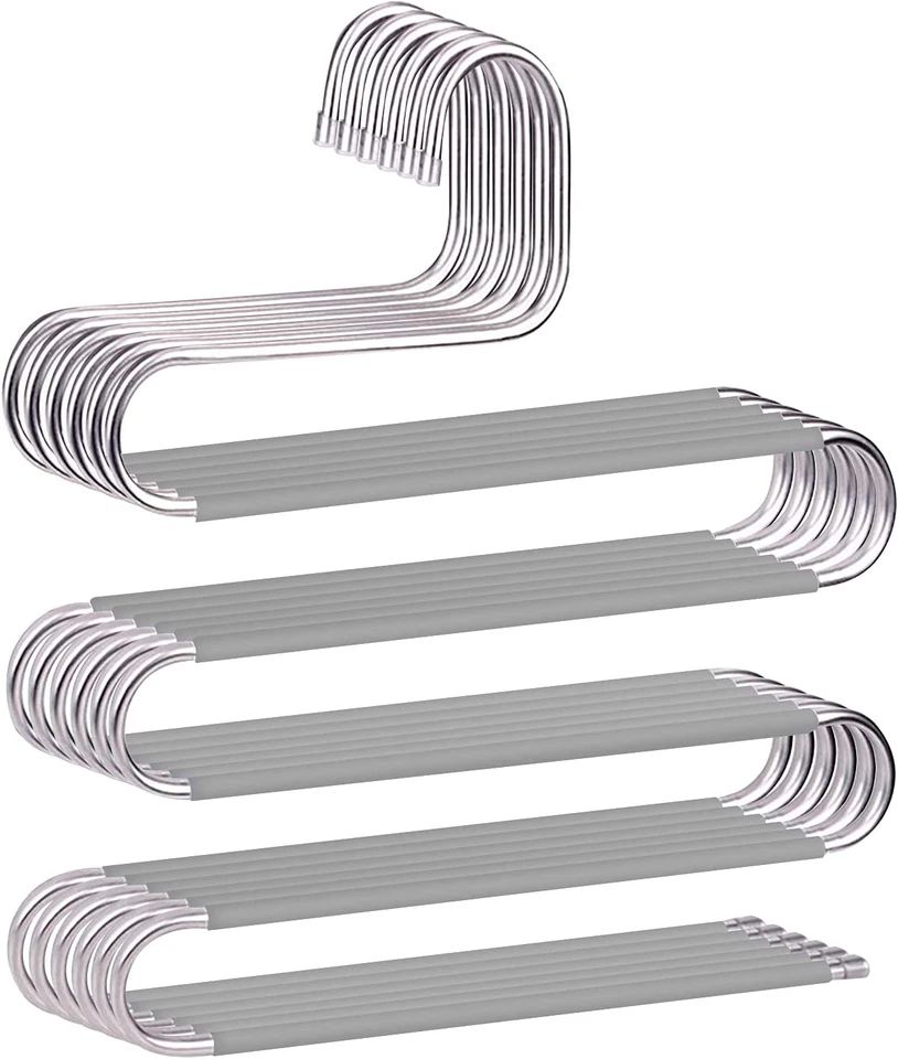 Grucce Antiscivolo Salvaspazio per Pantaloni, Confezione Da 6 S, Acciaio Inox, O - Immagine 1 di 4