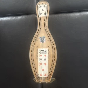 Vintage Cribbage Board Lanes Bowling Pin Form Sport Board Inc - Bild 1 von 5