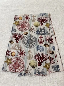 Nautical Ships Fabric 1 Yard Anchor Compass Coral Ocean Seashells David Textiles - Picture 1 of 4