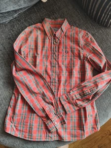 Ladies Fred Perry Red Tartan Long Sleeved Shirt Size 12 - Picture 1 of 3