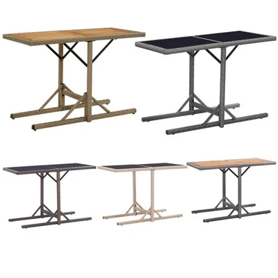 Holz Gartentisch Poly Rattan Terrassentisch Balkontisch Esstisch Gartenmöbel Neu - Bild 1 von 4