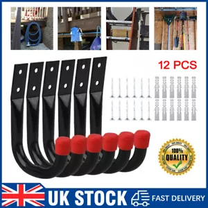 12X Heavy Duty Garage Hooks Organizer Wall Mount Hanging Storage Utility Hangers - Picture 1 of 13