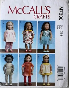 McCalls 7336 Dresses Tops Pants Leggings 18" Doll Clothes Sewing Pattern - Picture 1 of 1