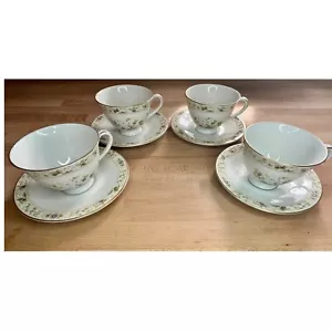 Royal Doulton Mandalay Tasse & Untertasse FINE CHINA TC 1070 Floral Goldrand 4er Set - Bild 1 von 3