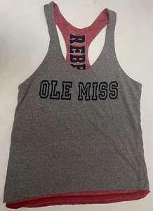 Ole Miss Colonel Rebels Navy Blue Red Oak Sleeveless T-Shirt Reversable Size M - Picture 1 of 7