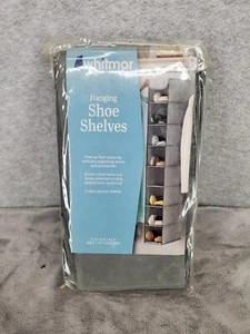 Hanging Shoe Shelves Storage 8 Sections Grey Metal Frame - Picture 1 of 3