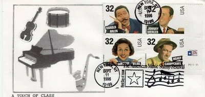 USPS FDC #3100-3103 1996 32c Songwriters Music Stamp Festival Cachet ST2298 - Image 1 of 2