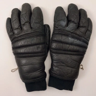 Guantes de esquí de invierno pequeños Grandoe vintage de cuero negro roto para hombre Foto 1 de 4