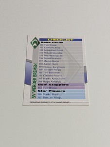 Panini Adrenalyn XL UEFA Champions League 2010-2011 Werder Bremen Checklist card