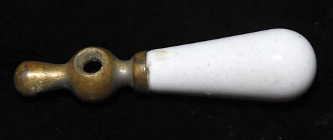 VINTAGE BRASS OVER NICKEL CERAMIC COLD WATER FAUCET HANDLES Cover