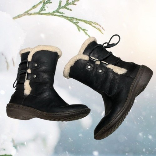 Stivali stringati UGG Australia Akadia 1007760 in pelle nera Sheerling 7